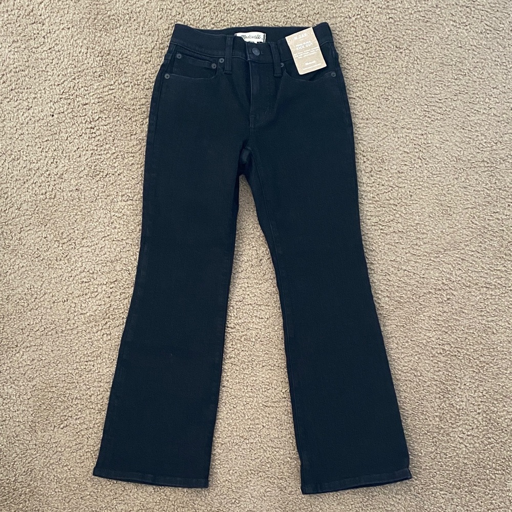NWT Madewell Mid-Rise Kick Out Crop Jeans Black 24P Petite $138